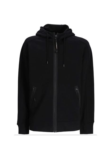diagonal raised fllece google zip sweatshirt man black C.P. COMPANY | 18CMSS028A-005086W999